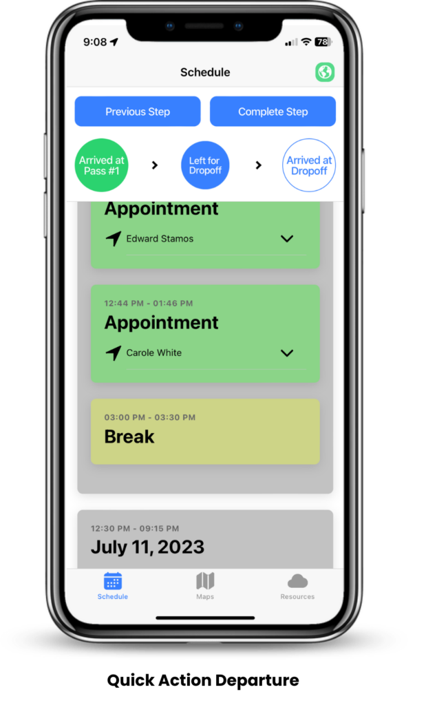 Quick Action Departure Mobile App - aSureRide Transparent
