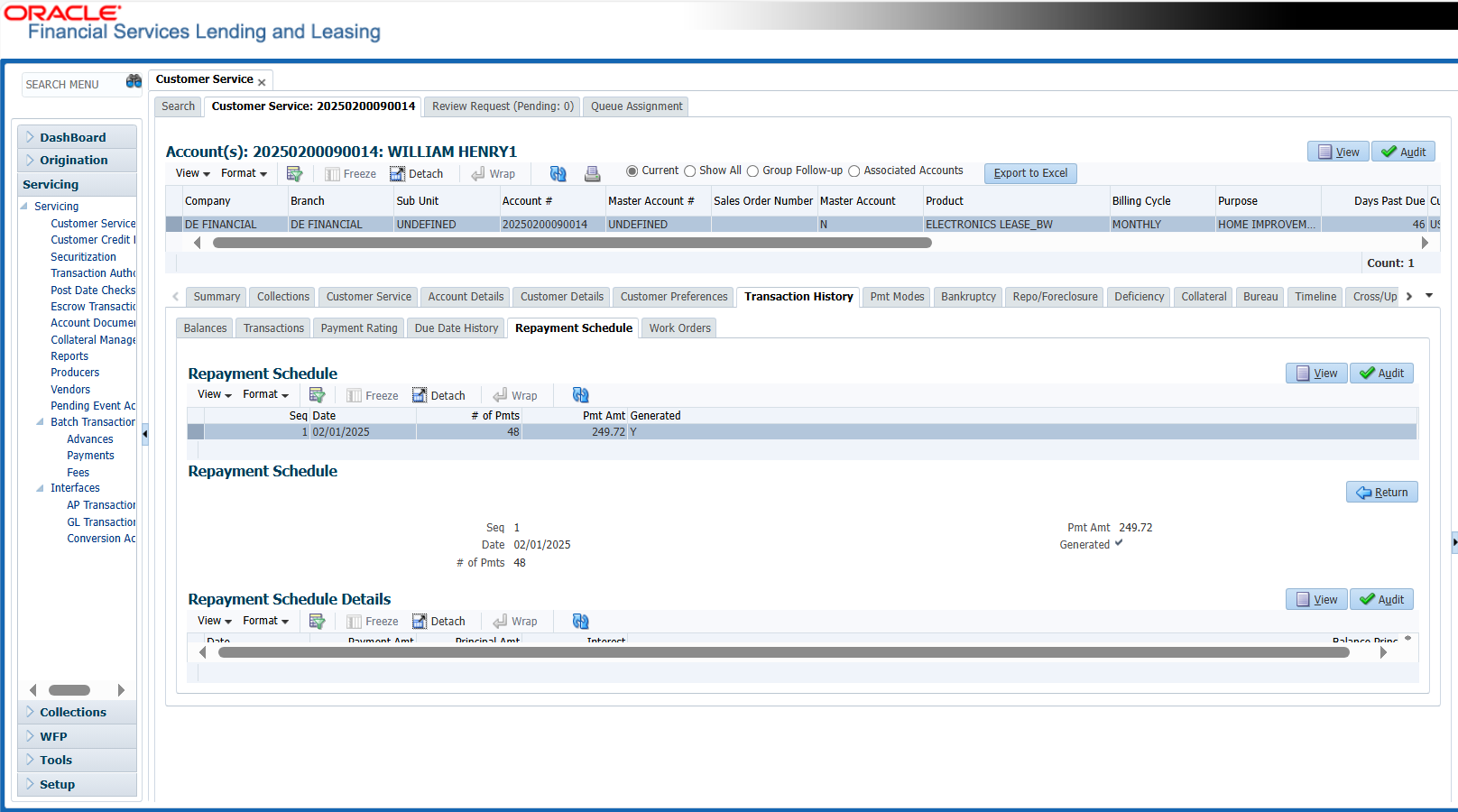 Repayment Schedule - Loan Servicing Software