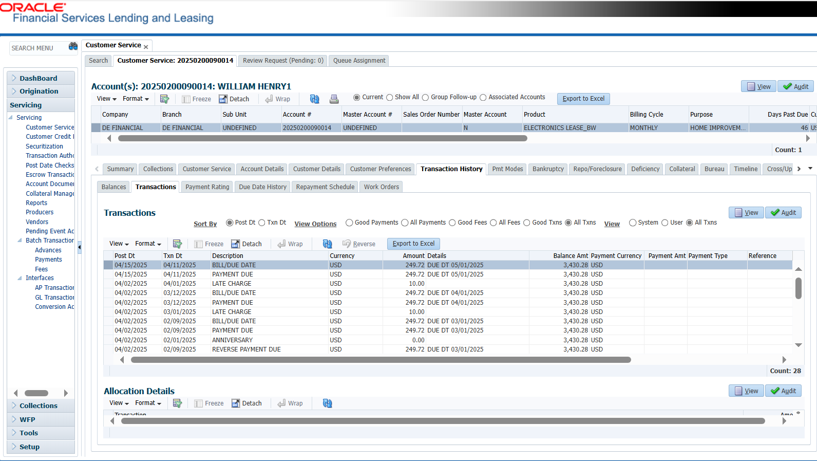 Transactions - Loan Servicing Software