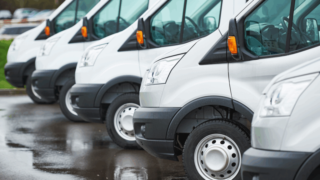 Delivery vans parked together